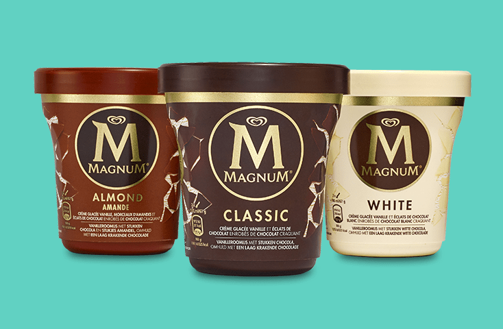 Magnum ice cream products in metallic IML